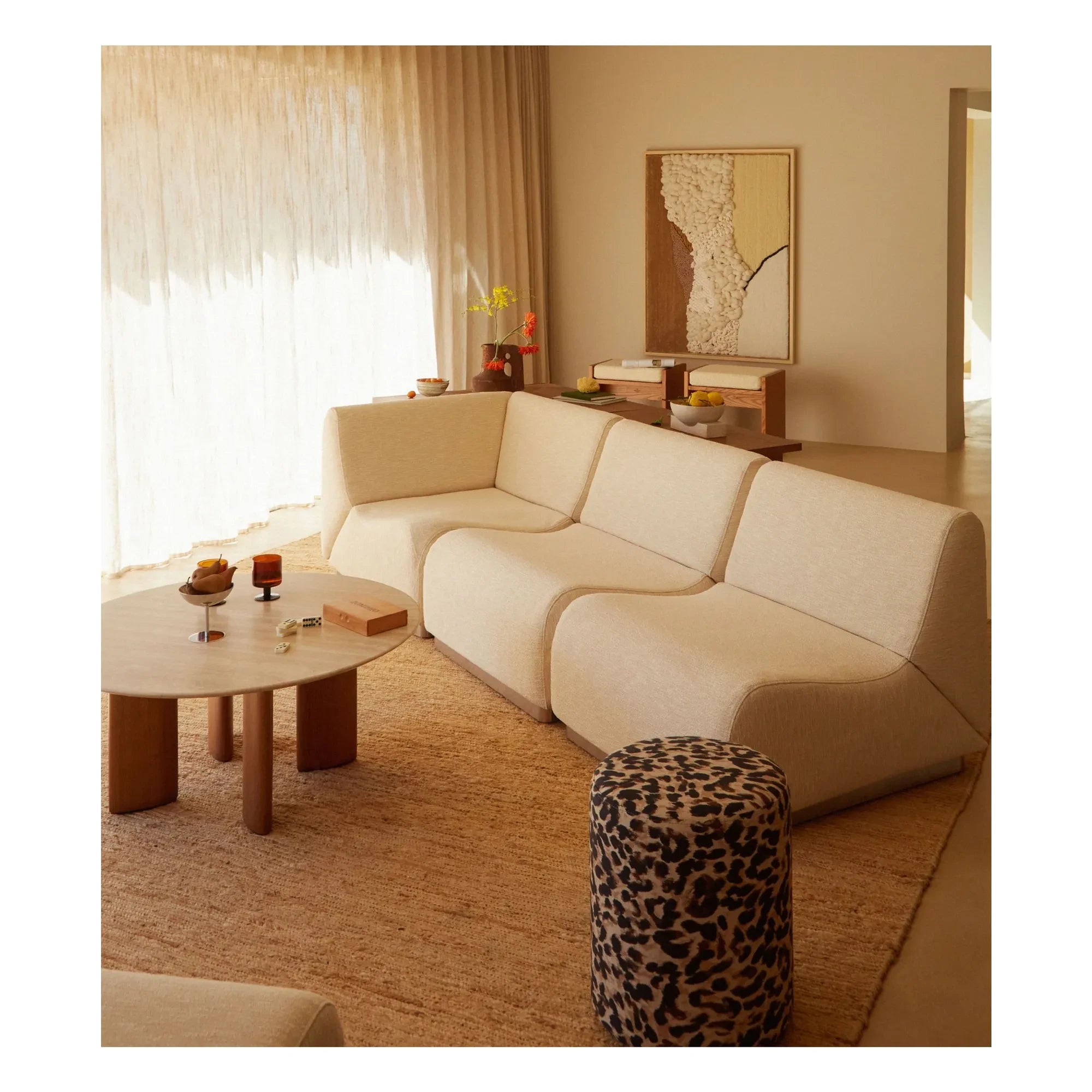 The Socialite Family - Modulares Rotondo-Kaminsofa aus Webstoff | Creme