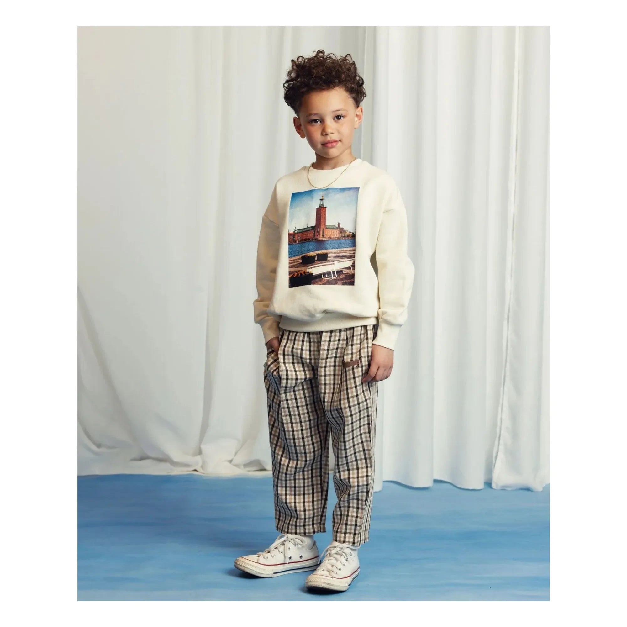 Mini Rodini - City Hall organik pamuklu sweatshirt | Ekru