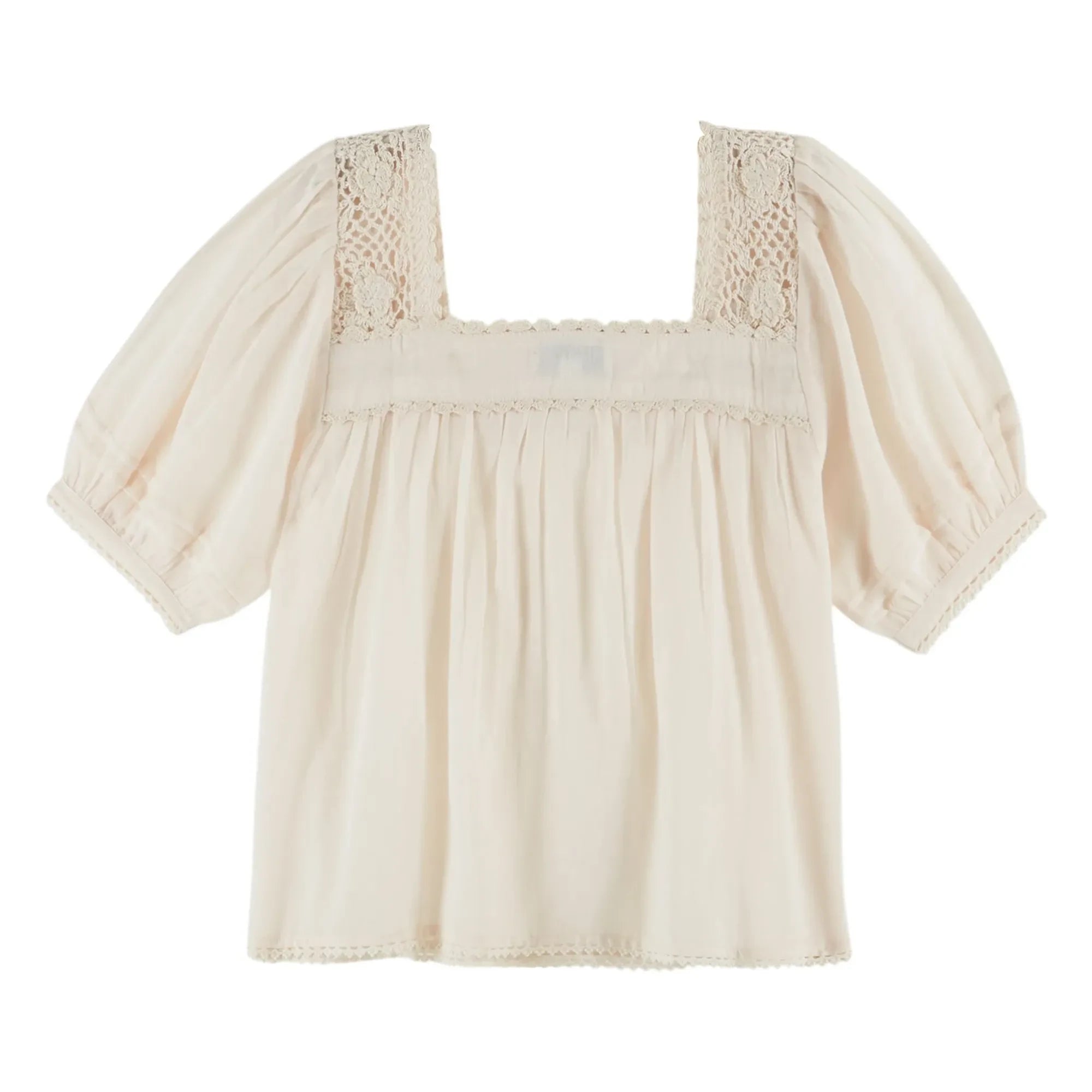 Emile et Ida - Blumenbluse Baumwolle Häkel | Creme