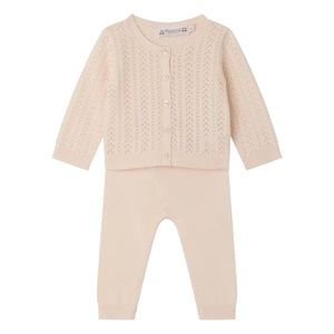 Bonpoint - Conjunto de cárdigan y leggings de algodón orgánico | Rosa empolvado