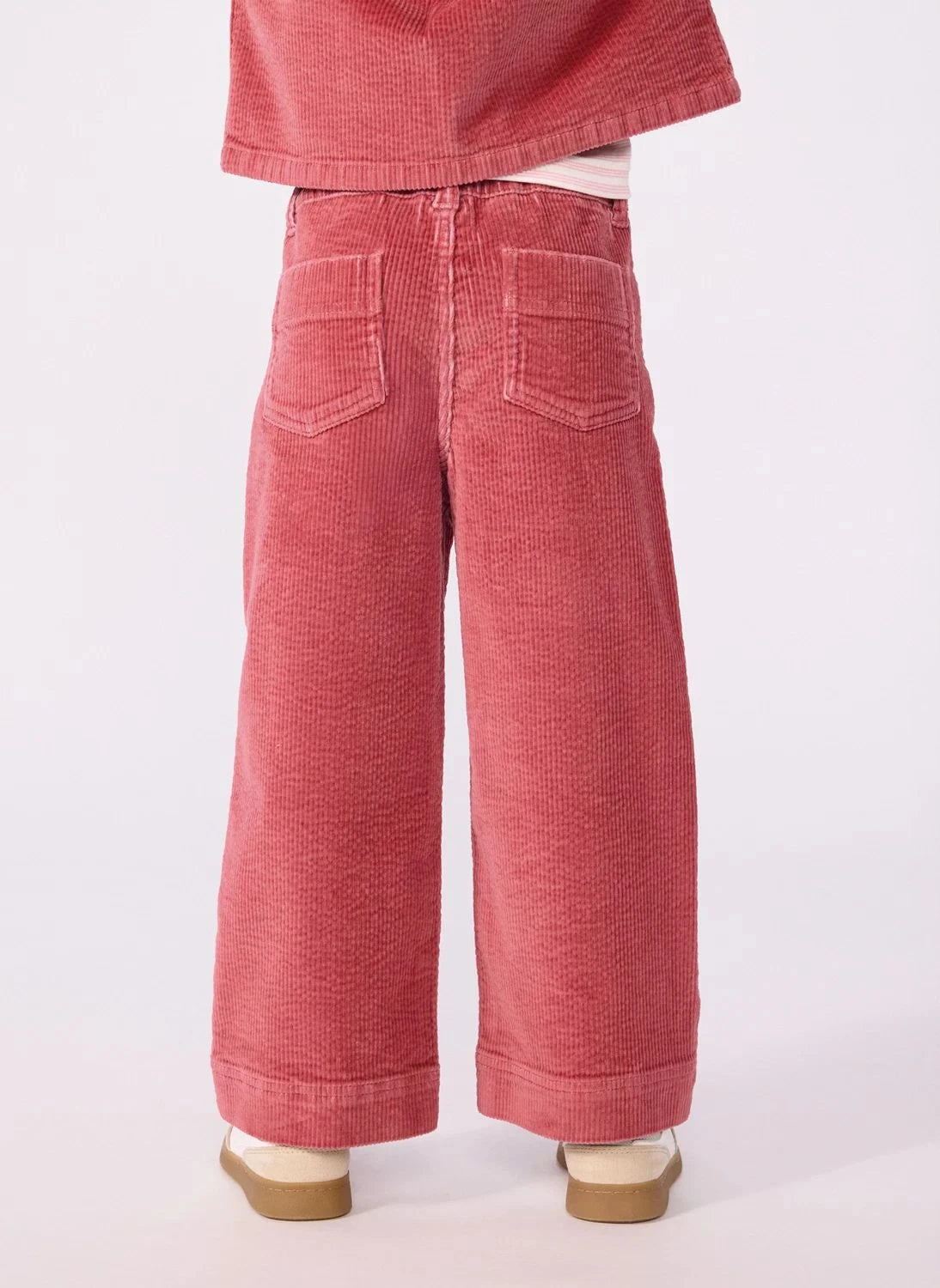 Petit Bateau - Organik Pamuklu Kadife Bol Paça Pantolon | Kırmızı