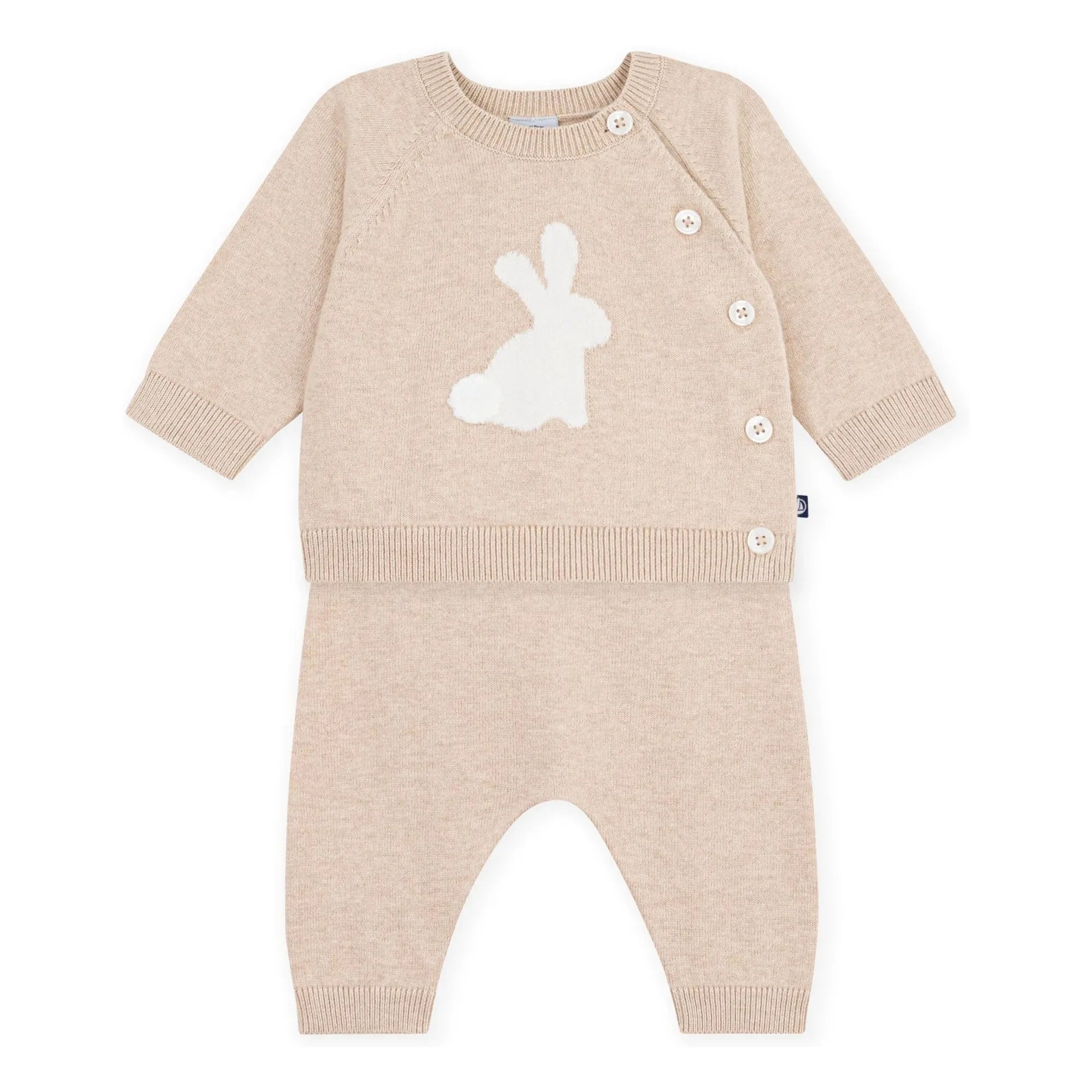 Petit Bateau - Organic cotton knitted sweater and pants set | Beige