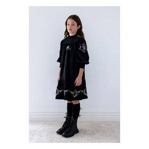 petite Amalie - Vestido bordado | Negro