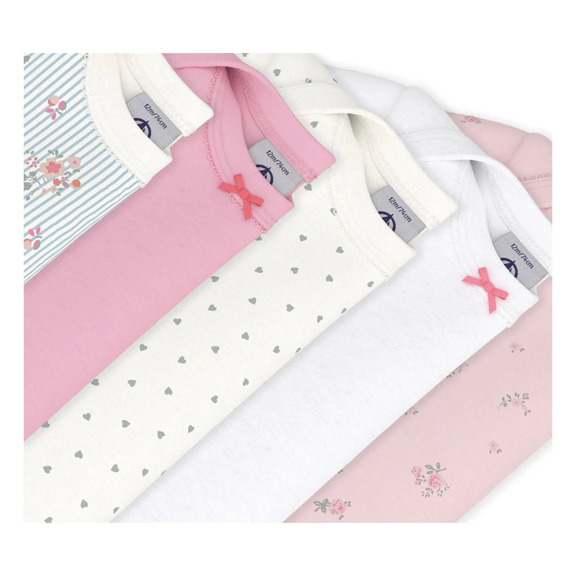 Petit Bateau - 5 Parça Çiçekli Bodyler | Pembe