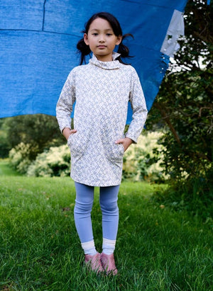 Soor Ploom - Parlor Trellis Hochkragenkleid | Blassblau