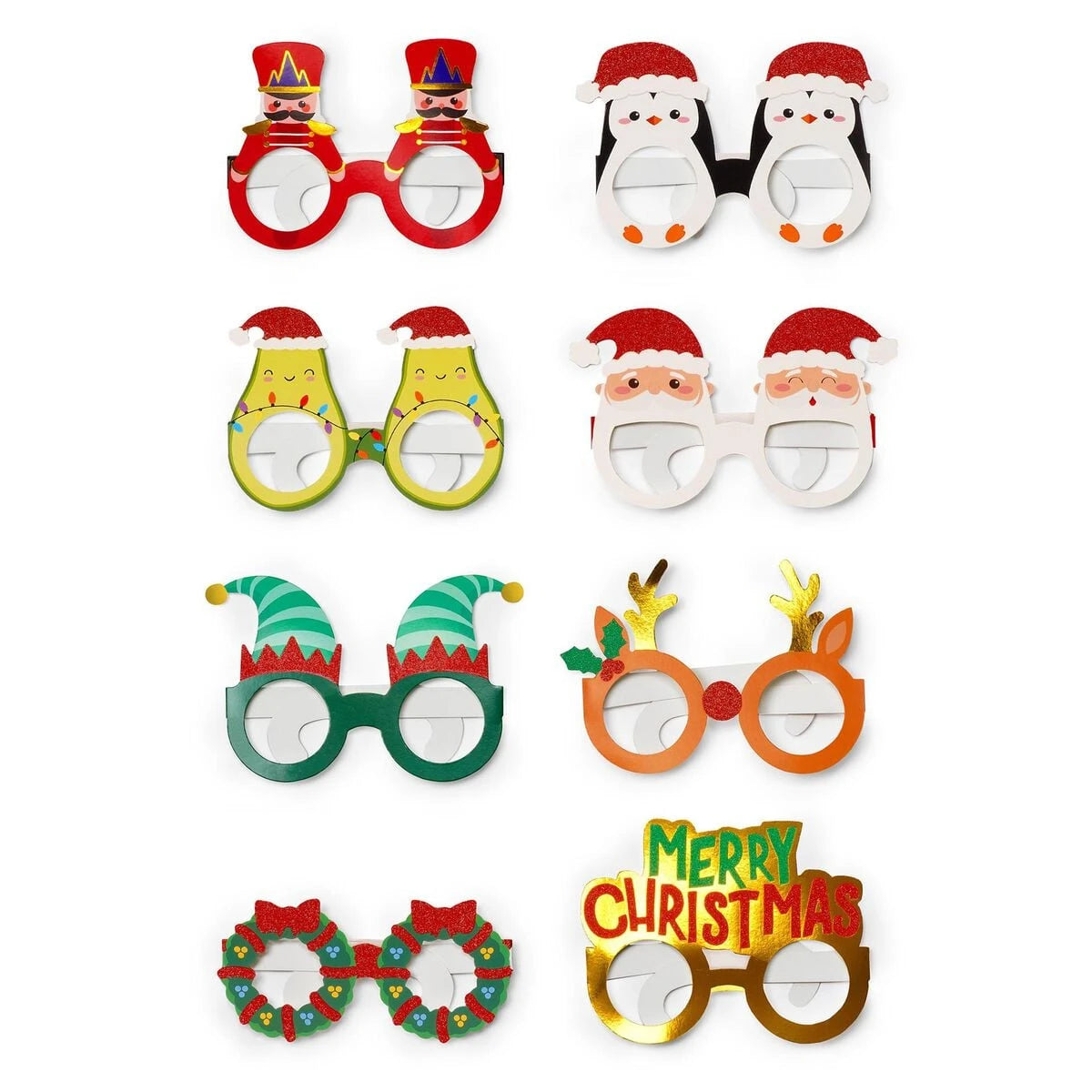 Legami - Set de 8 Gafas de Papel de Navidad
