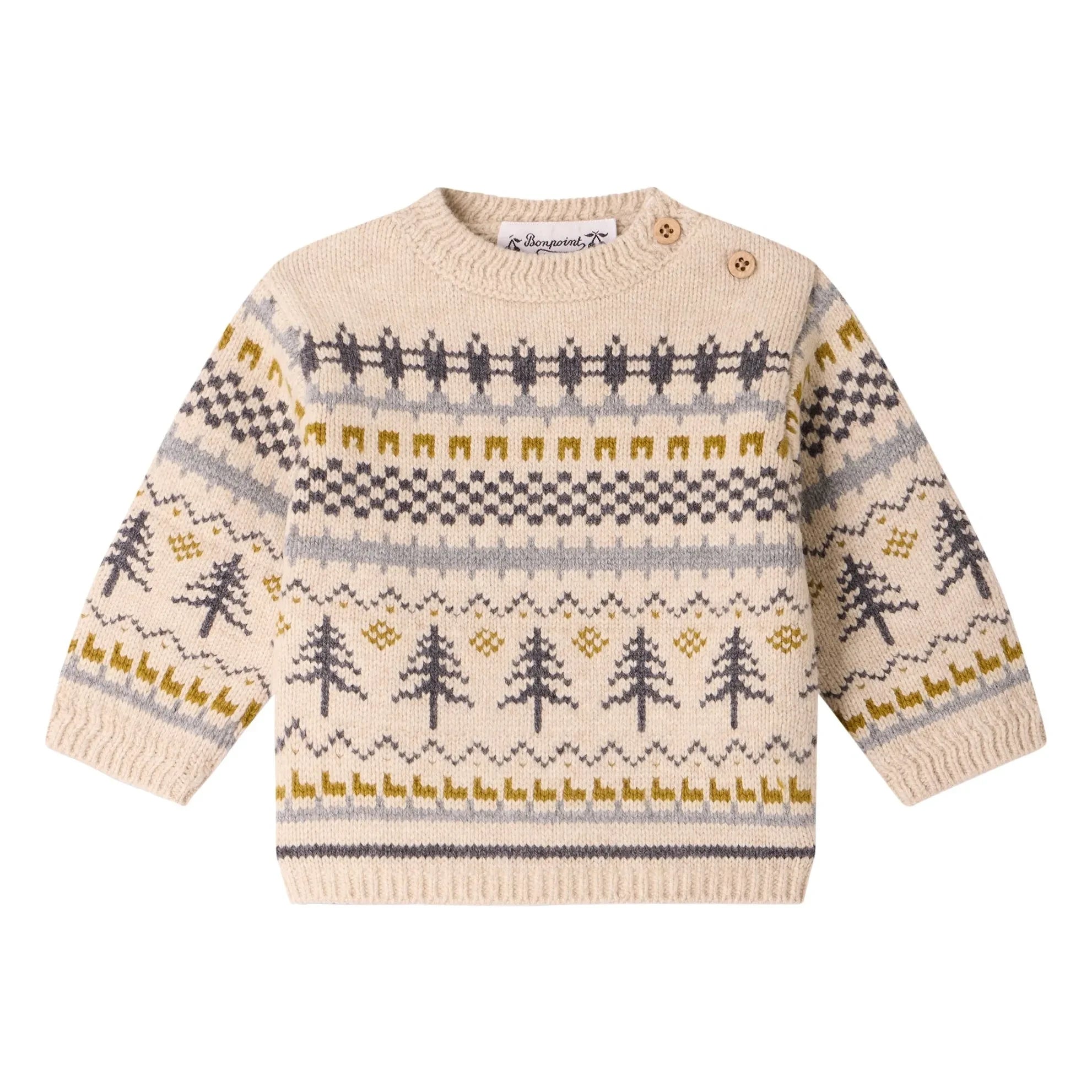 Bonpoint - Suéter de lana de invierno jacquard Chiné Dalmire | Natural