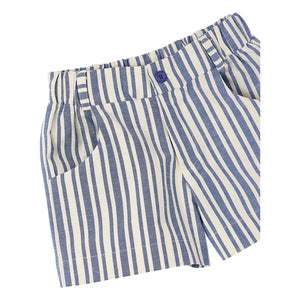 Fabula - Pantalones Cortos Anchos de Rayas | Azul Claro