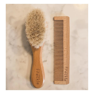 My Little Freckle - Set cepillo para el cabello + peine + bolsa Sherpa | Beige