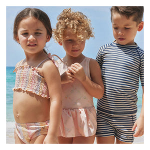 Wheat - Ulrik Print Recycled Fiber Swim Shorts | Dark Blue