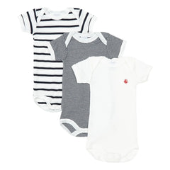 Petit Bateau - 3-Piece Organic Cotton Striped Sleeveless Romper Set | Blue