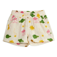 Mini Rodini - Espace Shorts Bio-Baumwoll-Musselin | Ecru