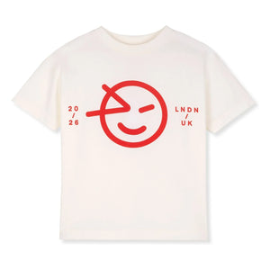 Wynken – T-Shirt mit Smiley-Motiv aus Bio-Baumwolle | Ecru
