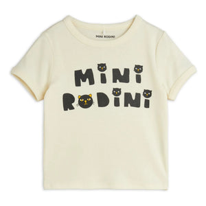 Mini Rodini - Organic Cotton Kedi Tişört | Ekru