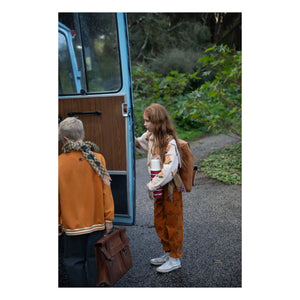 Piupiuchick - Organik Pamuklu Kadife Çiçek Desenli Pantolon | Camel