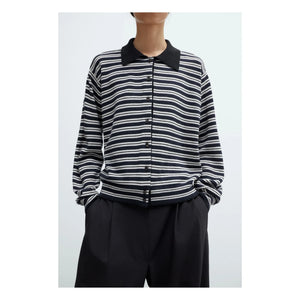 Cordera - Çizgili Merino Yün Polo Shirt | Lacivert