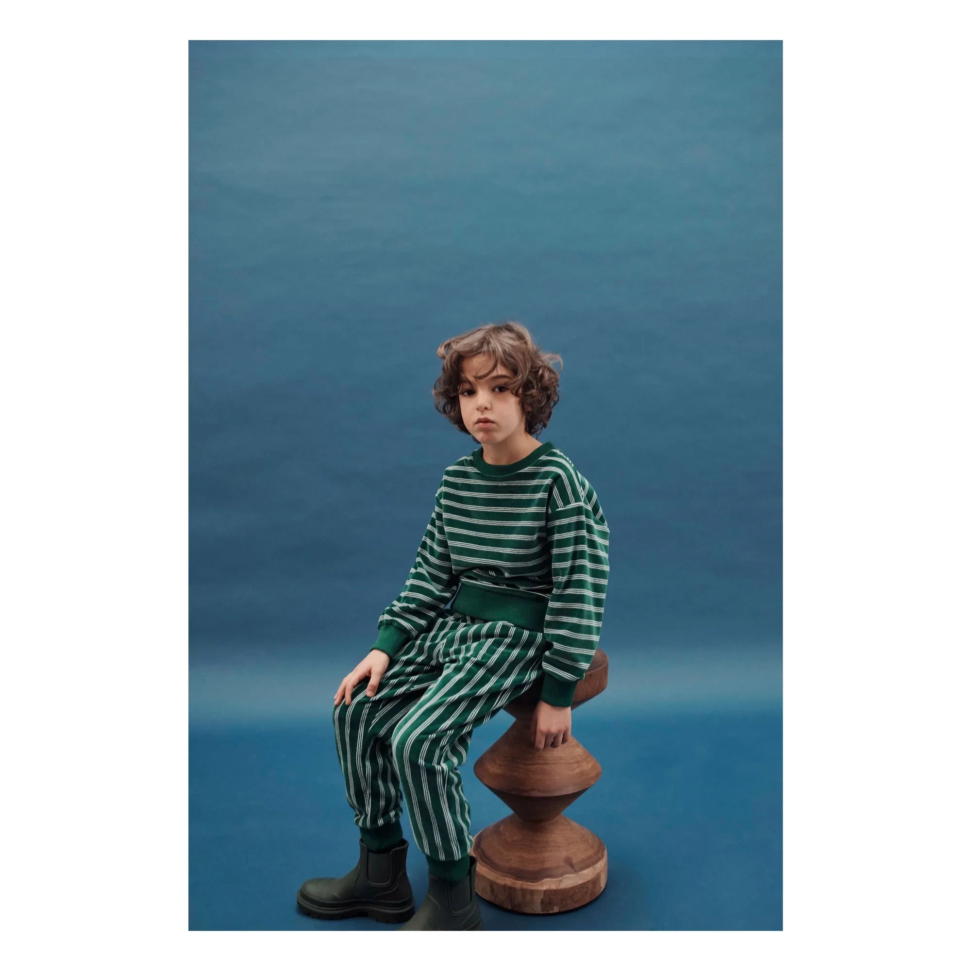 Emile et Ida - Organik pamuklu çizgili sweatshirt | Yeşil