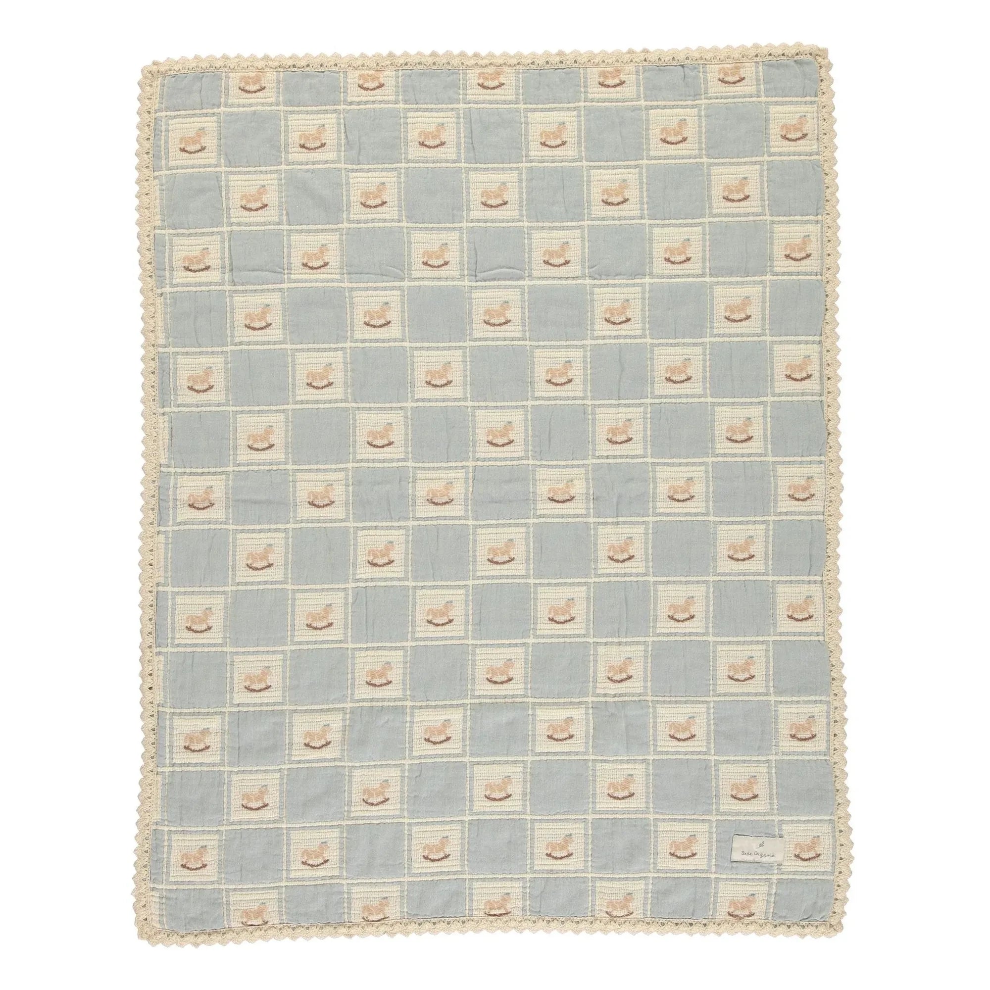 Bebe Organic - Rocking Horse Organic Cotton Blanket | Blue