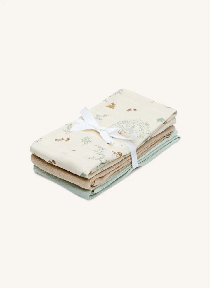Cam Cam - Woodland Muslin Bebek Bezleri - 3'lü Set | Ecru