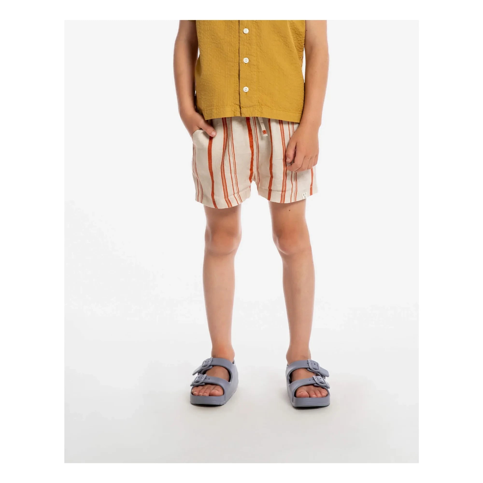 Matona - Klasik Çizgili Keten Şort | Kırık beyaz
