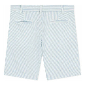 Petit Bateau - Pantalones cortos bermuda de rayas Seersucker de algodón orgánico | Azul claro