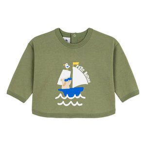 Petit Bateau - Organik pamuklu ayı sweatshirt | Haki