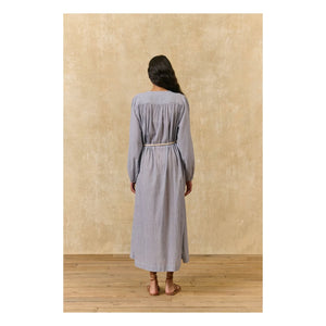 Louise Misha - Gestreiftes Kleid Flavie aus Bio-Baumwolle | Blau