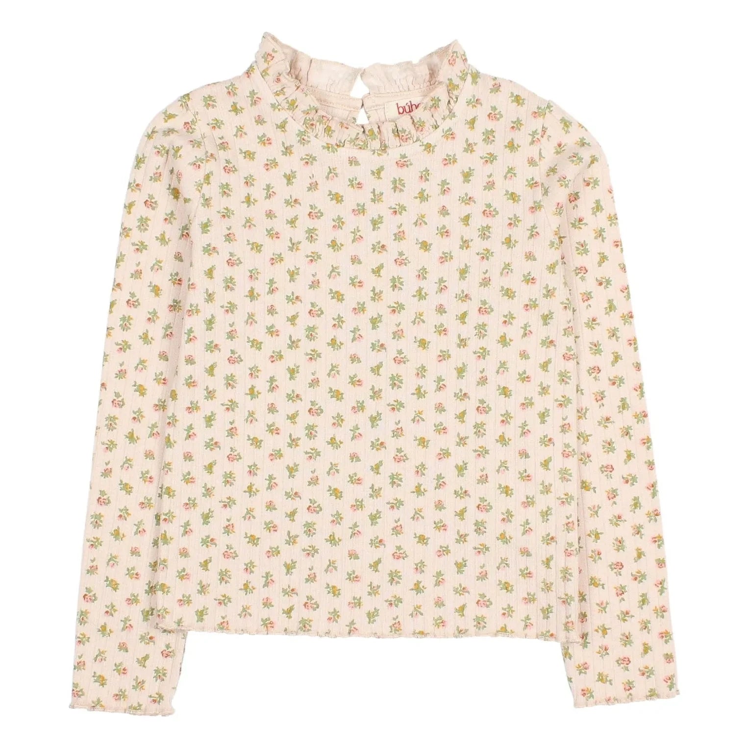 Búho - Floral Cottage Nervürlü Tişört | Açık Pembe