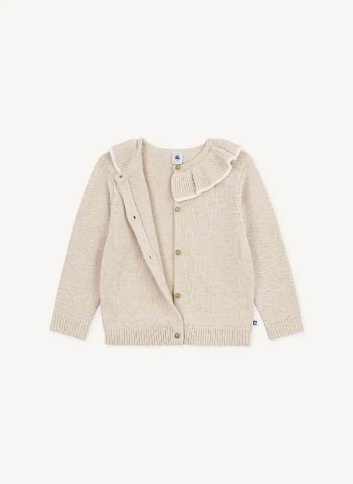 Petit Bateau - Yün Yakalı Hırka | Heather bej