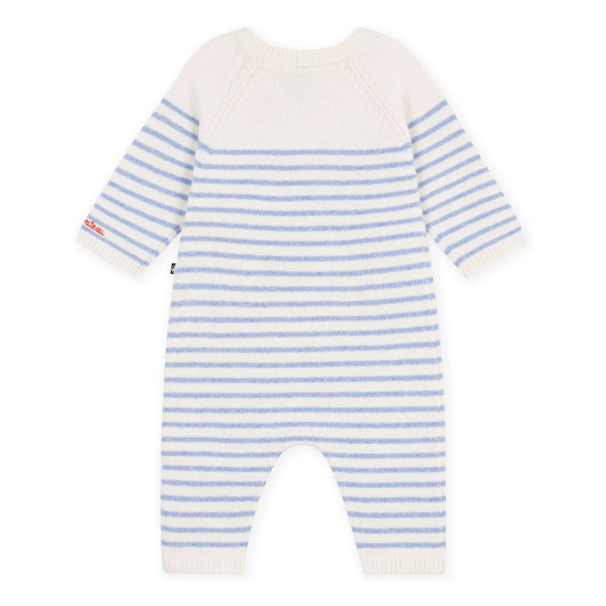 Petit Bateau - Gestreifter Wollstrampler | Ecru