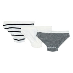 Petit Bateau - 3'lü Organik Pamuklu Çizgili Slip Külot | Mavi