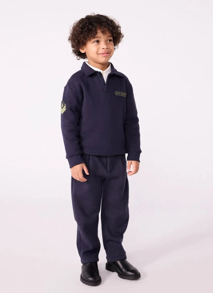 Petit Bateau - Polo yaka sweatshirt Armalı | Lacivert