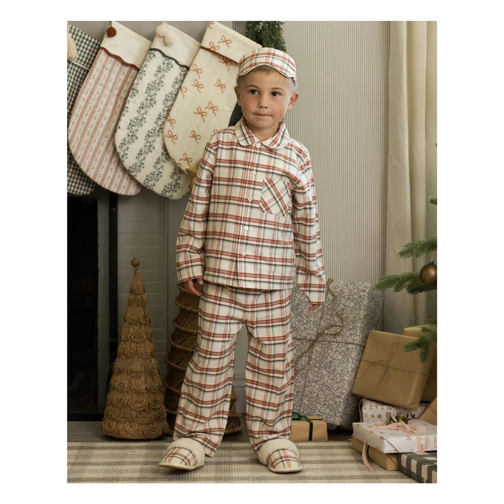 Rylee + Cru - Holiday Flannel Terlik | Ecru
