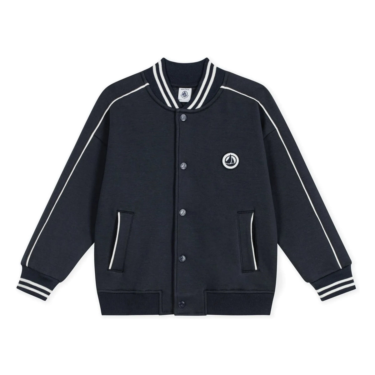 Petit Bateau - Düz Organik Pamuklu Teddy Ceket | Lacivert