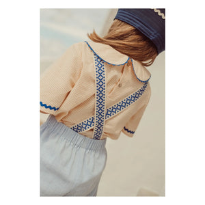 THE LiTTLE POETS - Florbela Carreaux Claudine Collar Embroidered Blouse | Pale Yellow