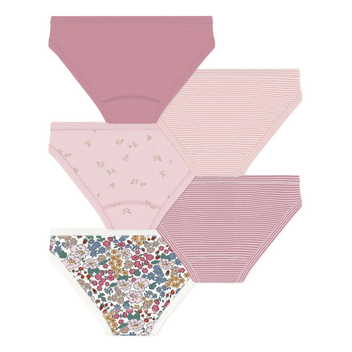 Petit Bateau - 5'li Çiçek Desenli Külot Seti | Pembe