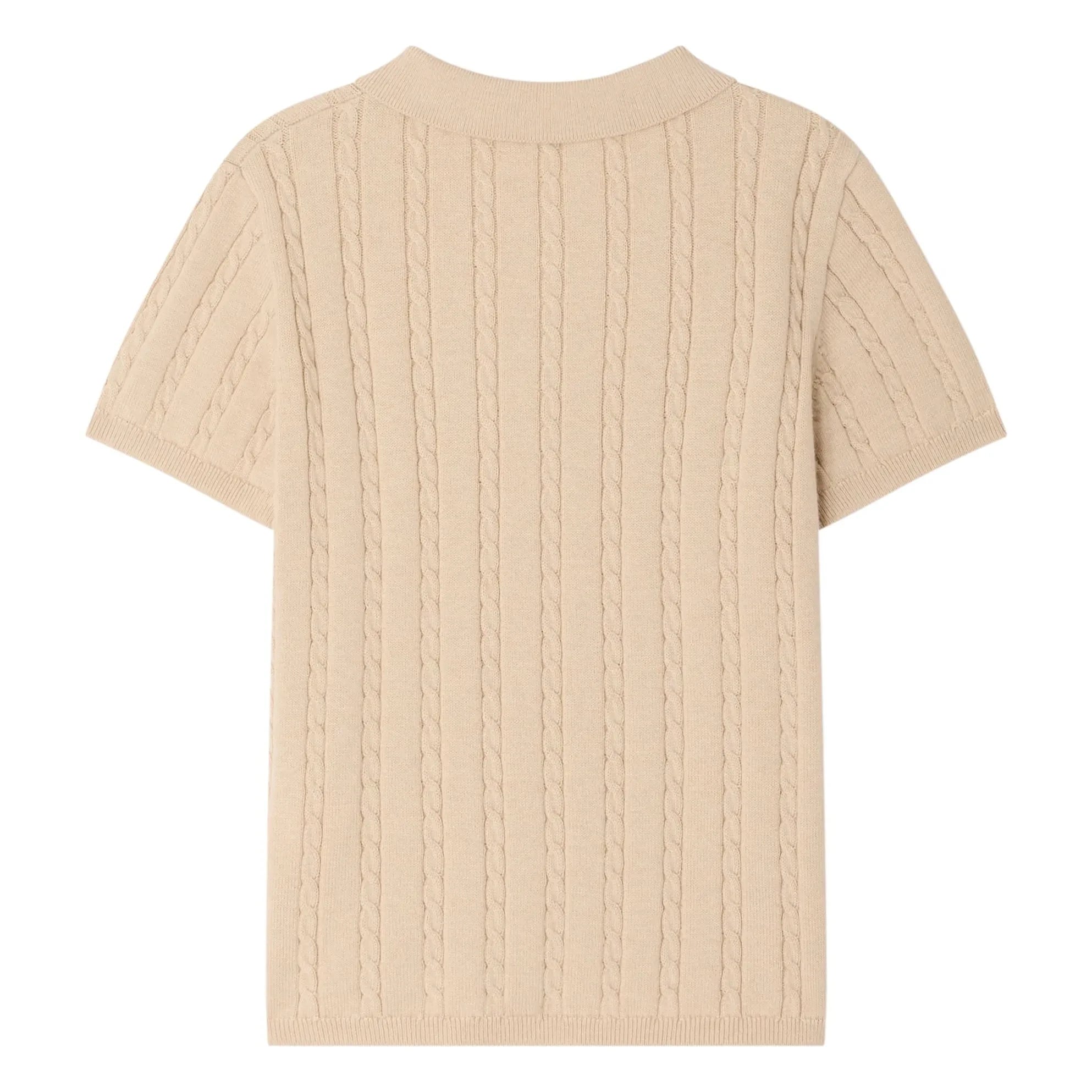 Bonpoint - Elendir Fein gestricktes Ripp-Polohemd | Meliertes Beige
