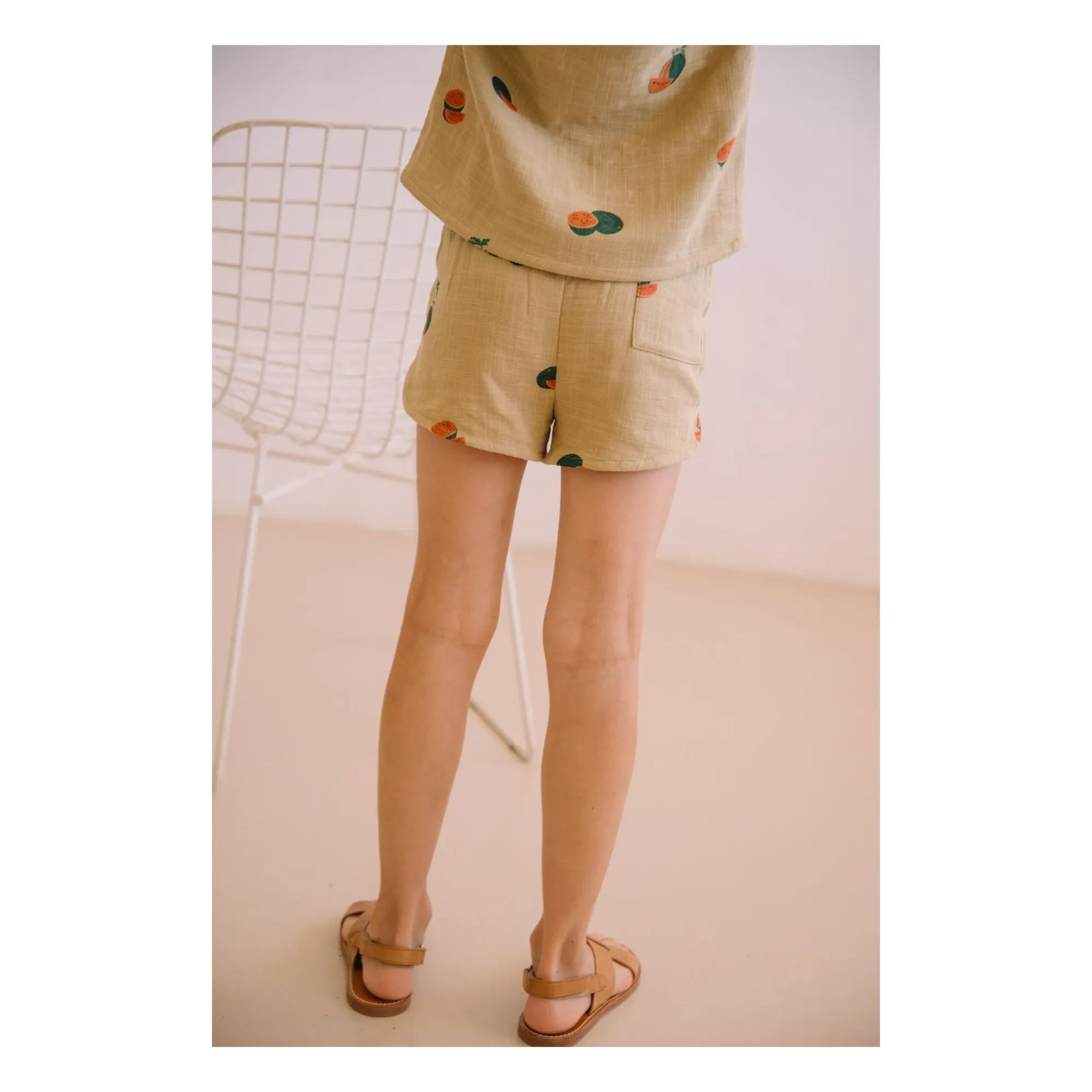 Studio Bohème - Georgette Shorts Wassermelone Bio-Baumwollgaze | Salbei