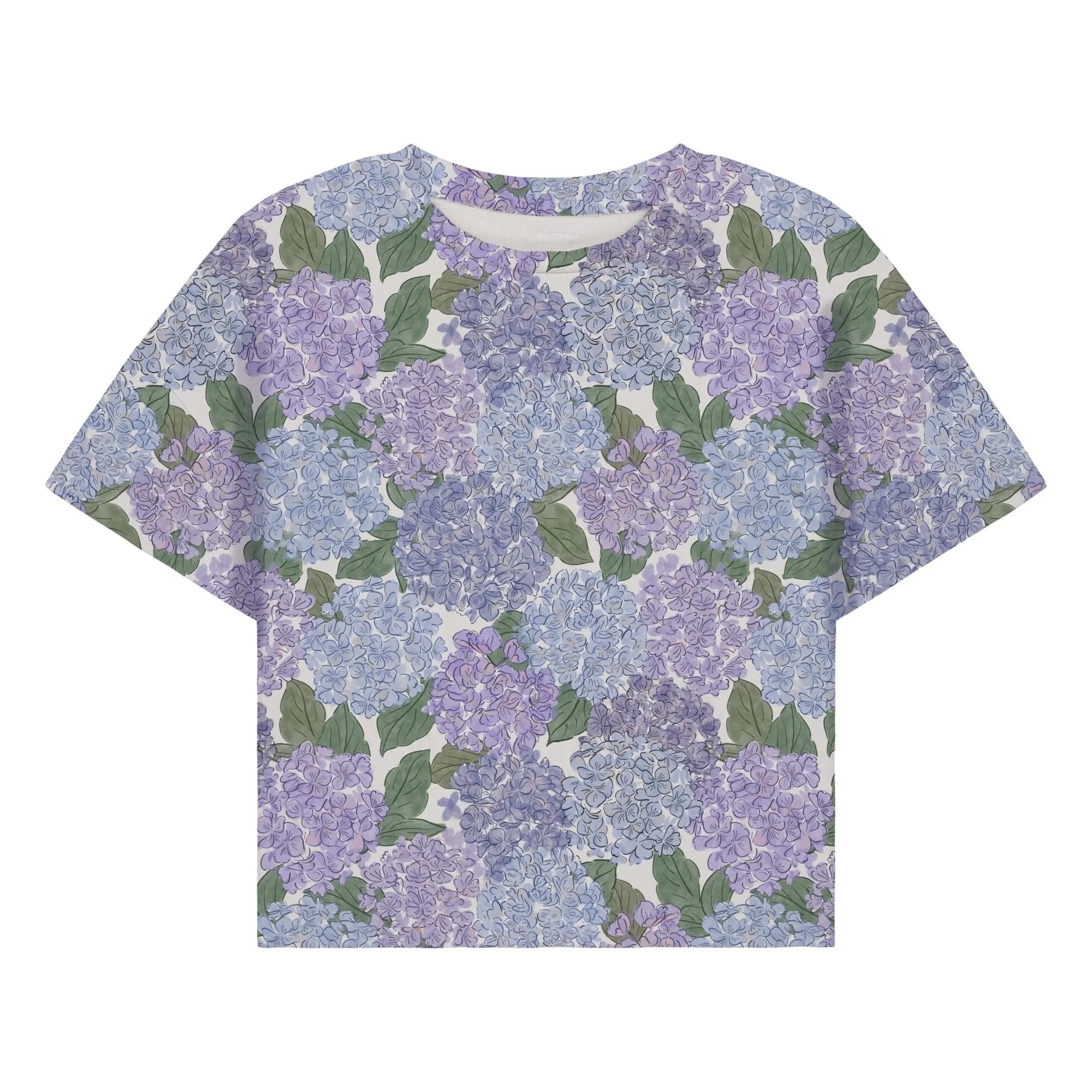 Studio Bohème - Crop Flow T-Shirt Blumenmuster Bio-Baumwolle | Flieder