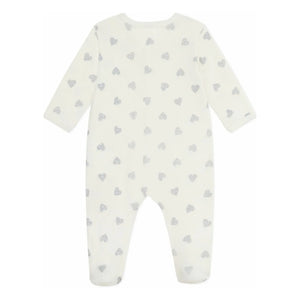 Petit Bateau - Organic Cotton Pajama with Glitter Heart Dors Bien | Ecru