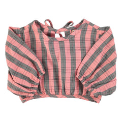 Piupiuchick - Organic Cotton Checkered Ruffled Blouse | Pink