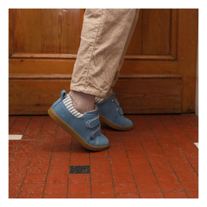Lazare - Mahaut Çizgili Süet Çizik Sneaker | Denim mavisi