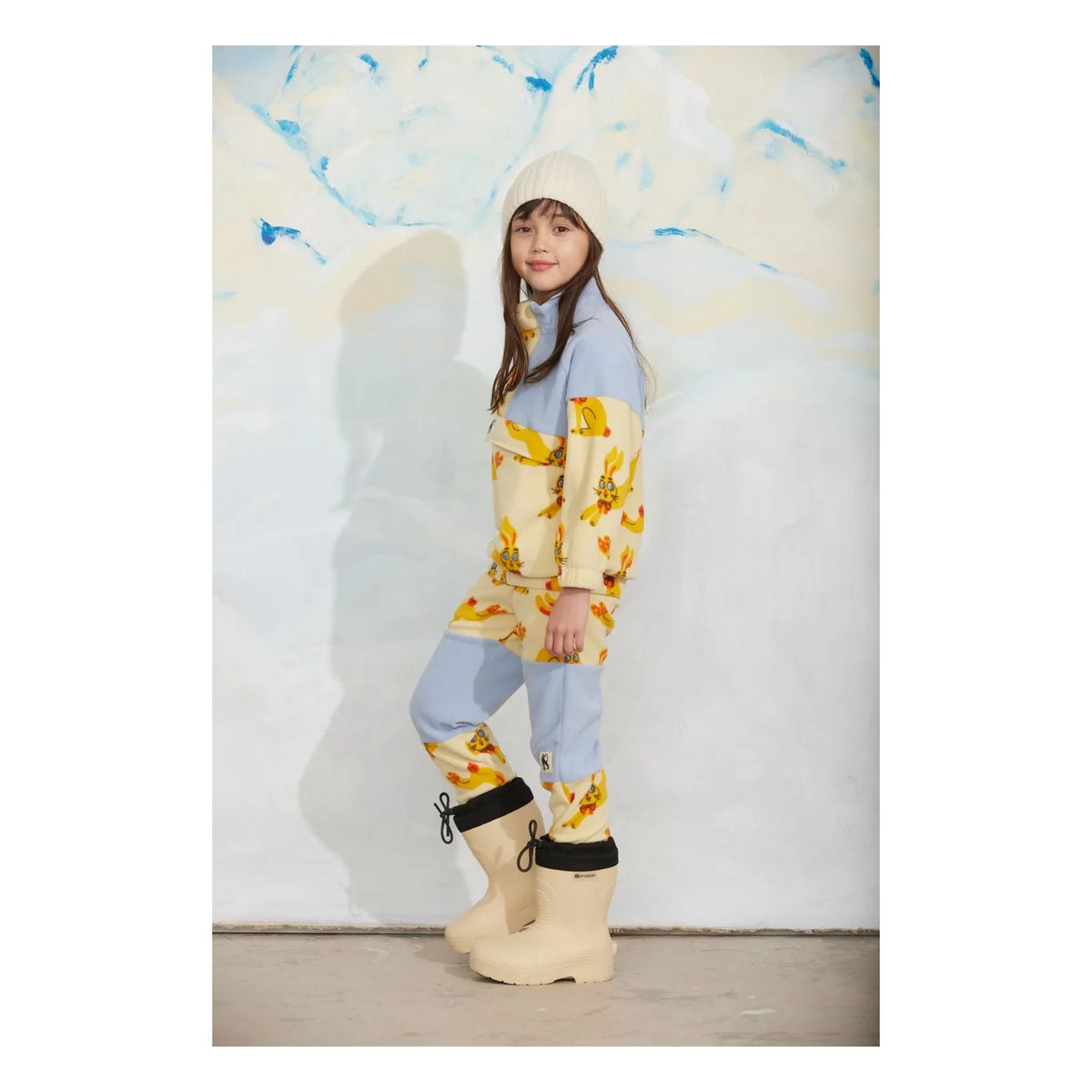Mini Rodini - Zip-Sweatshirt Hasen Recycelte Faser | Gelb