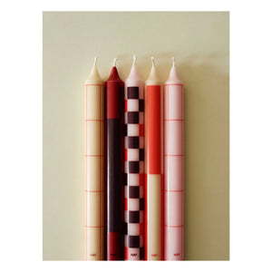 Hay - Patterned candles - Set of 4 | Red