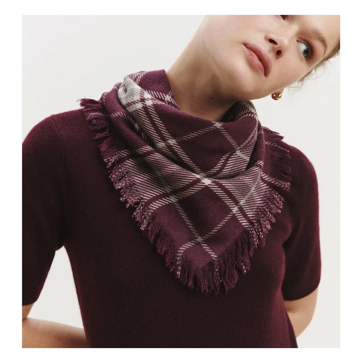 Bompard - Swann تارتان شال كشمير صغير | Garnet