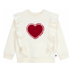 Petit Bateau - Kalp fırfırlı sweatshirt | Ekru