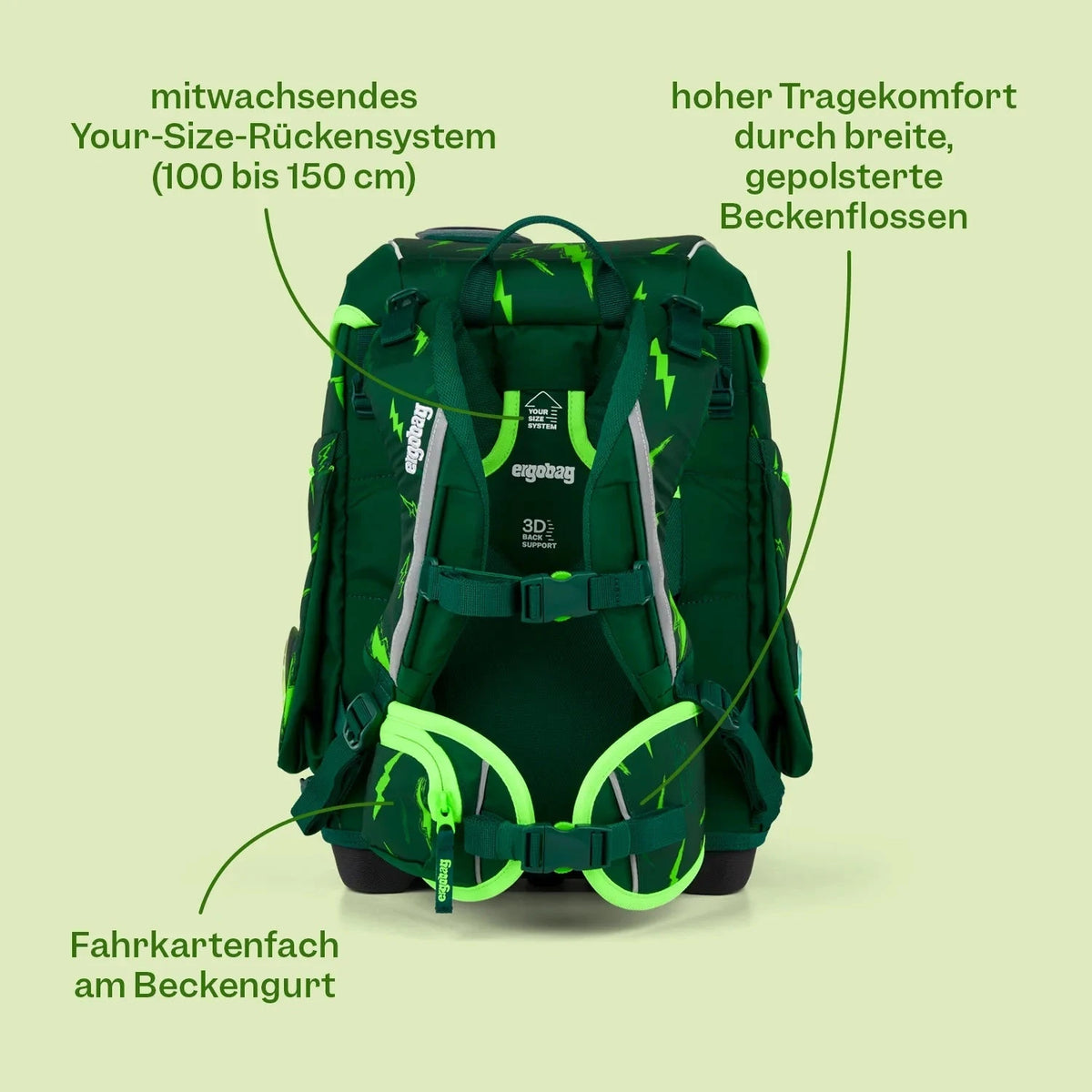 Ergobag - Set de Mochilas escolares cubo Beary Fast Lane