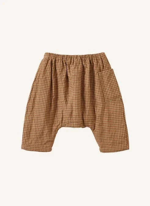 Caramel - Ficus Ekose Keten Harem Pantolon | Kiremit