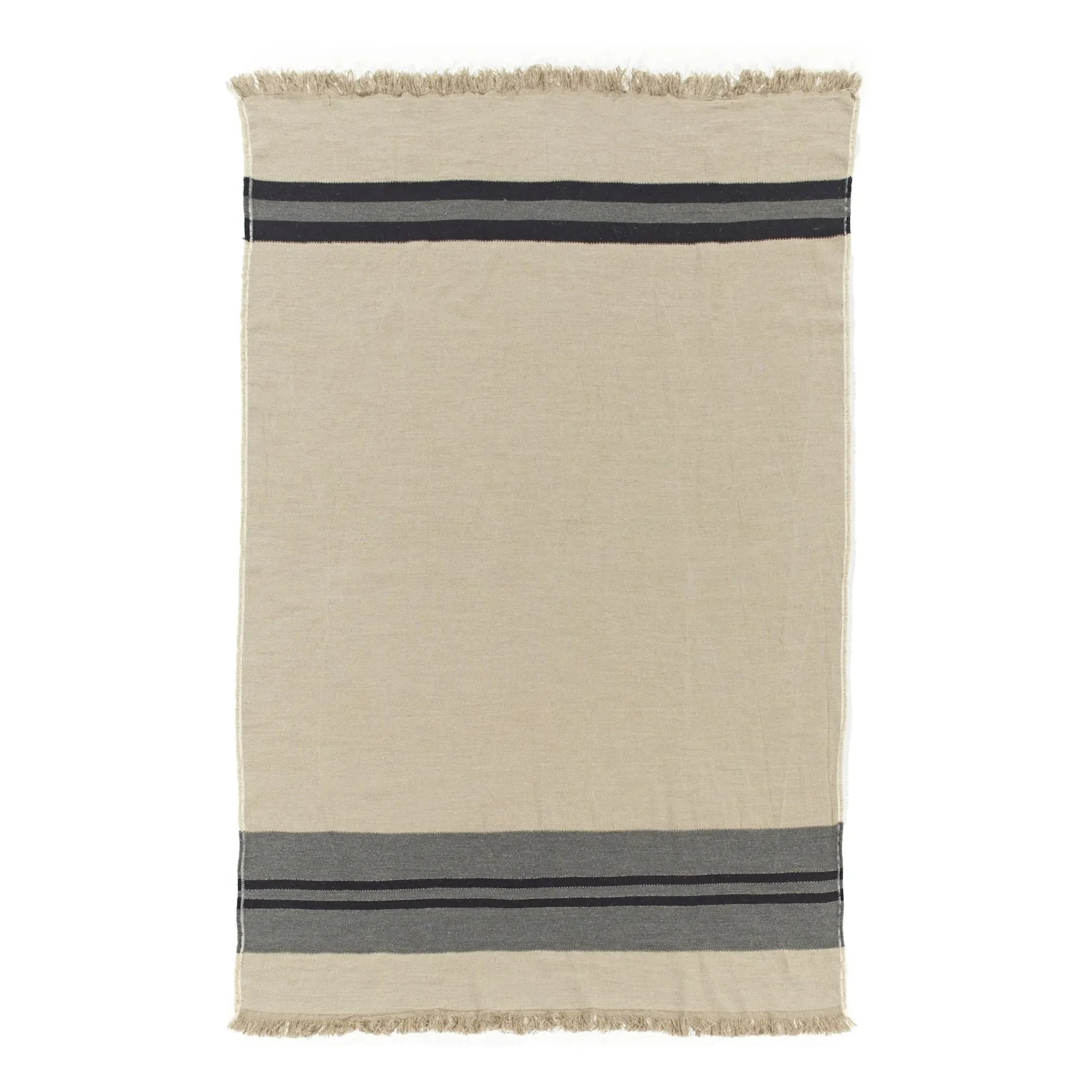 Libeco - Black House Stripe keten throw | Kömür