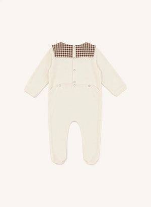Risu Risu - Kariertes Matrosen-Pyjama aus Bio-Baumwolle | Ecru